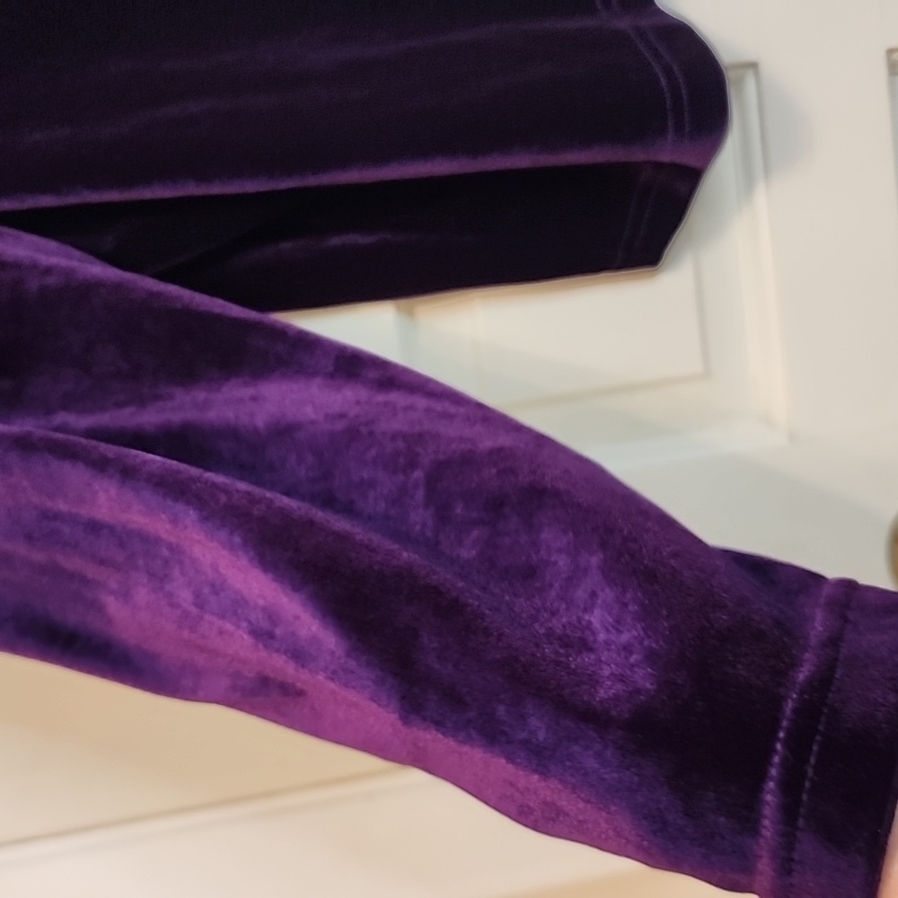 BECHAMEL II NWT PURPLE VELVET V NECK BUTTON DOWN LONG SLEEVE Warm Vintage Top - Picture 5 of 11